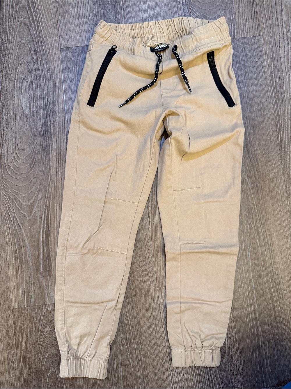 Tony Hawk Kids Beige Khaki Elastic Jogger Pants with Zip Pockets (4 pairs)